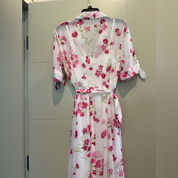 Calvin Klein Floral-Print Pink and White Chiffon Dress - Picture 7 of 10